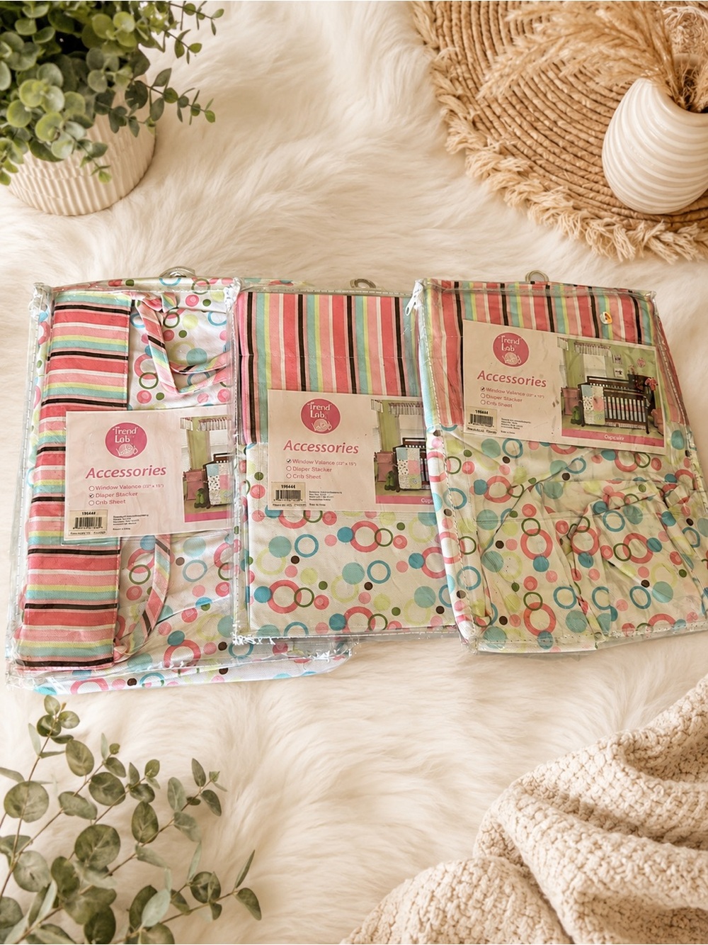 4 Piece Nursery Bedding Accessory Set - Cupcake Theme